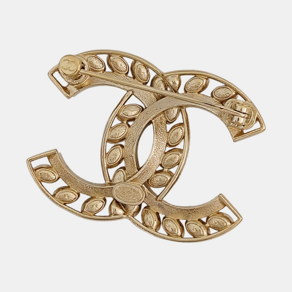 CC Logo Metal Gold Brooch