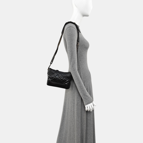 GABRIELLE Small Quilted Lambskin Black