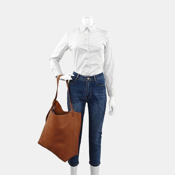 LOW KEY HOBO MM Monogram Calfskin Brown