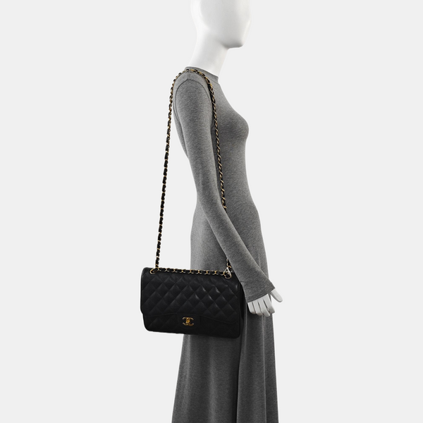 Large Quilted Grained Calfskin Black