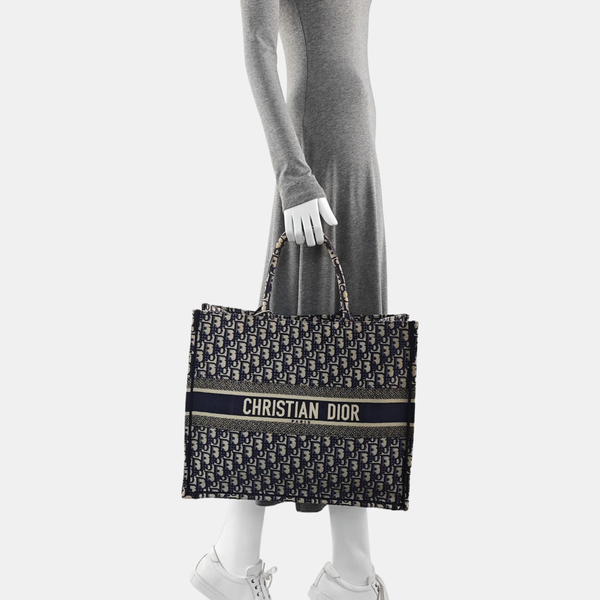 Book Tote Large Oblique Canvas Blue