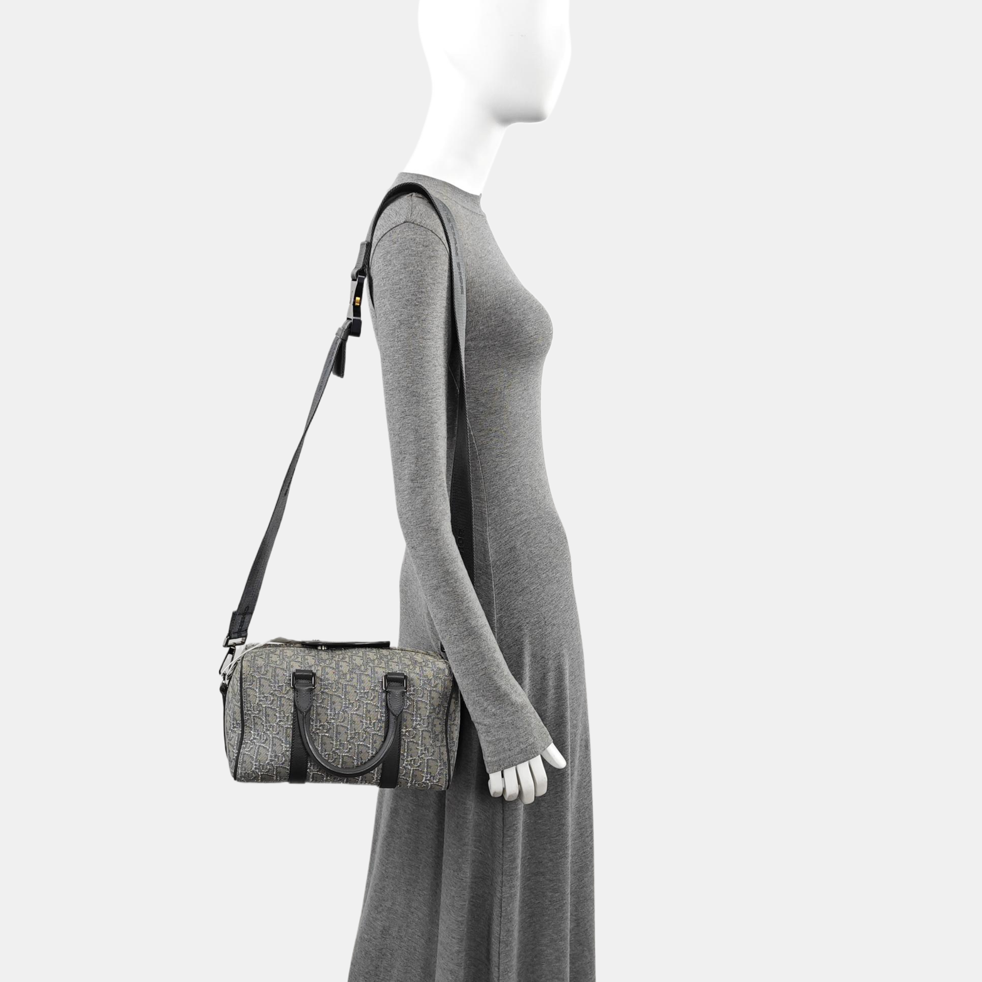 Oblique Canvas Shoulder Bag Gray