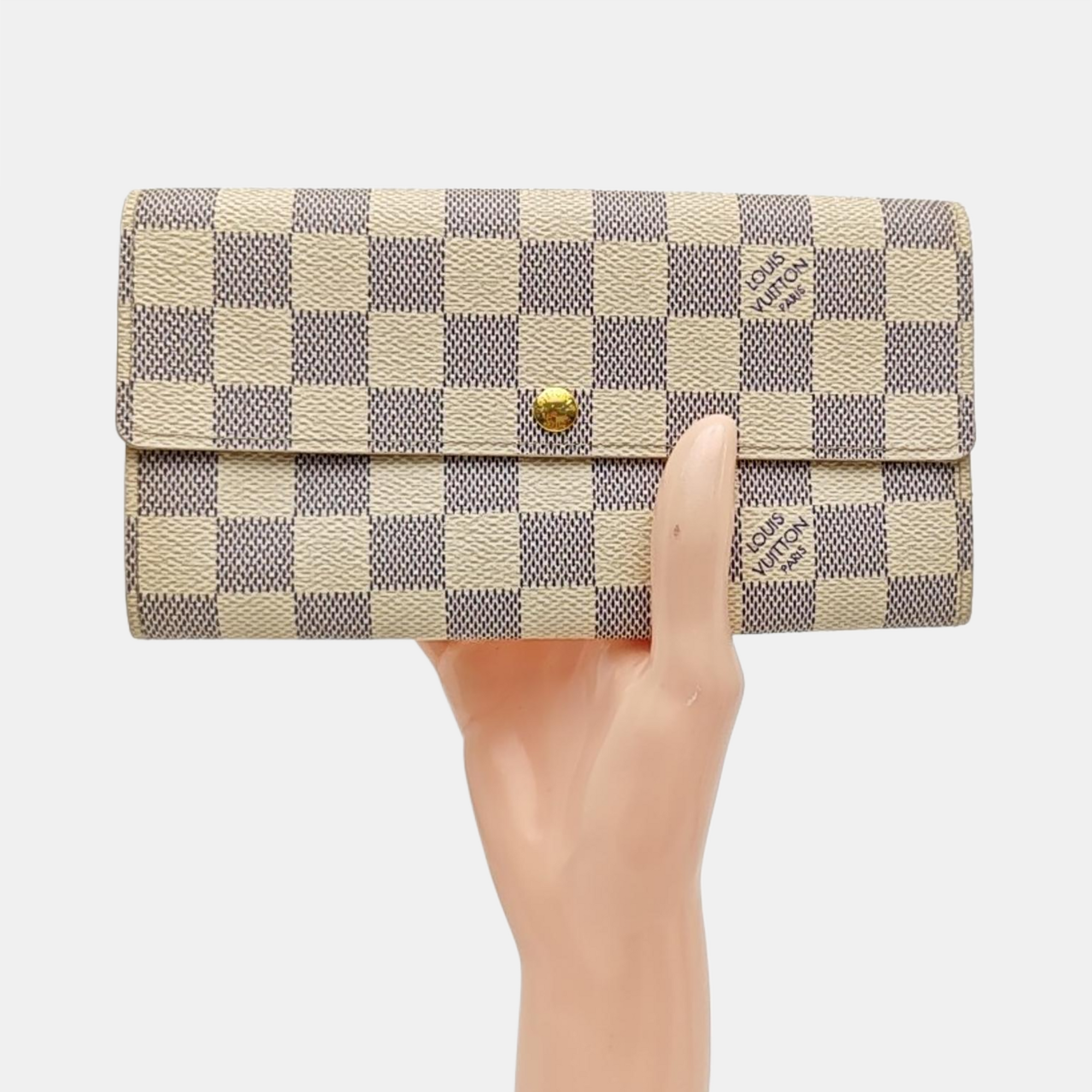 PORTE MONNAIE Damier Azur Coated Canvas White Wallet
