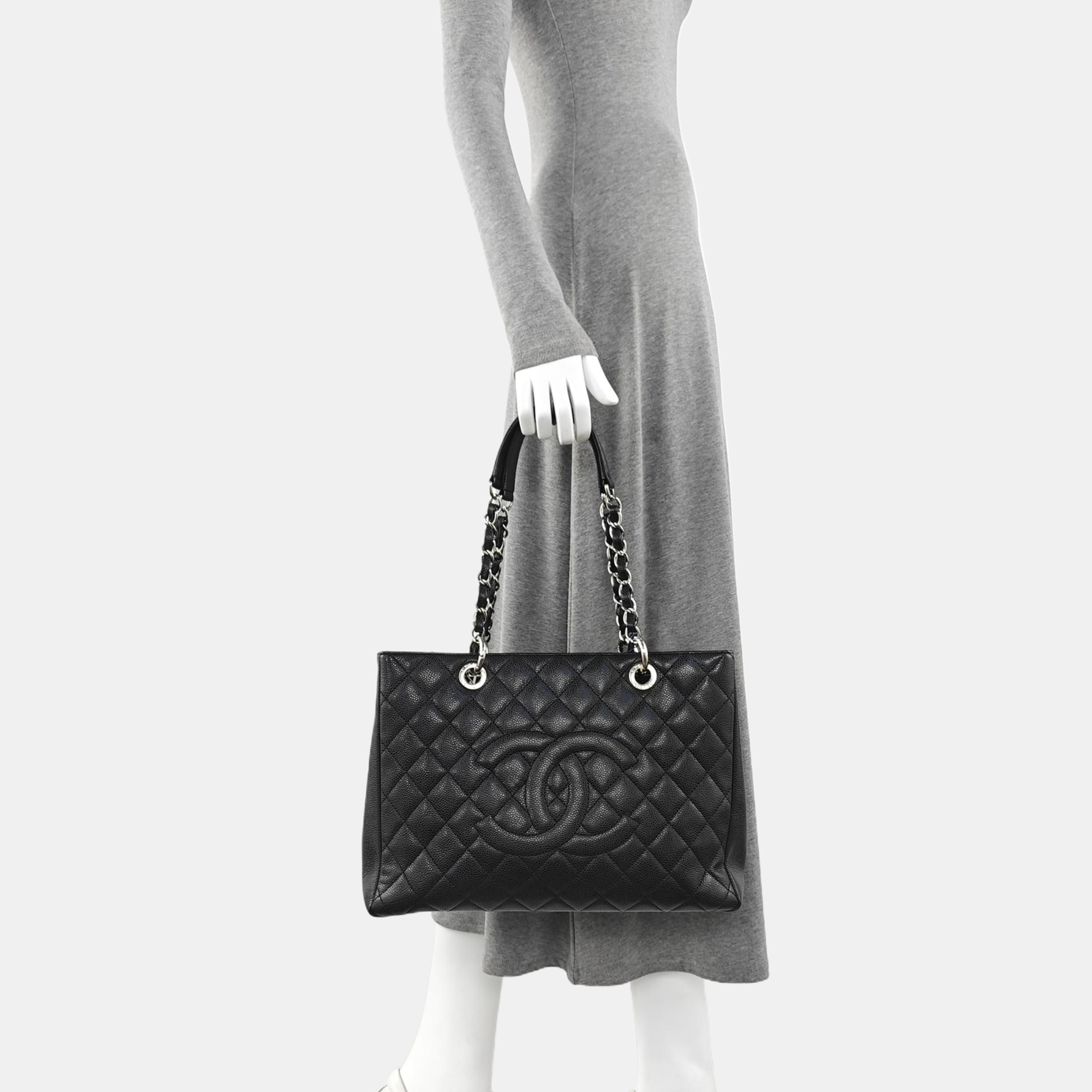 CHANEL GST Large Quilted Grained Calfskin Brown