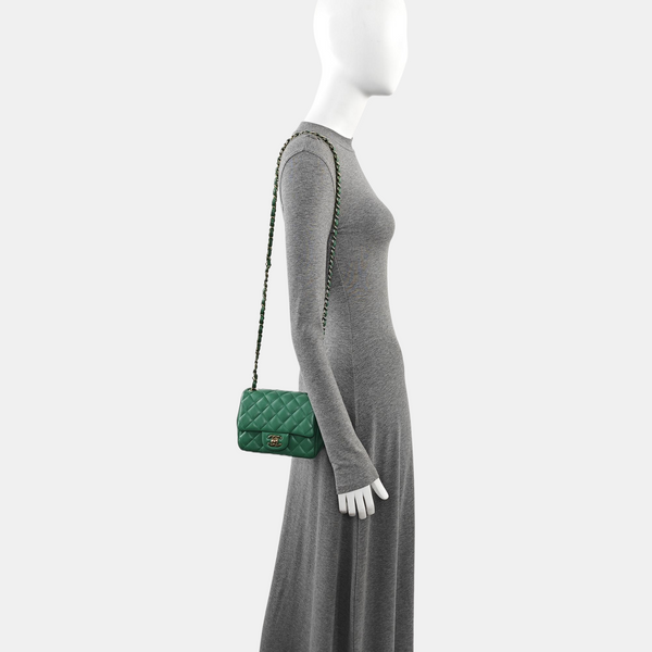 CLASSIC FLAP Mini Quilted Lambskin Green