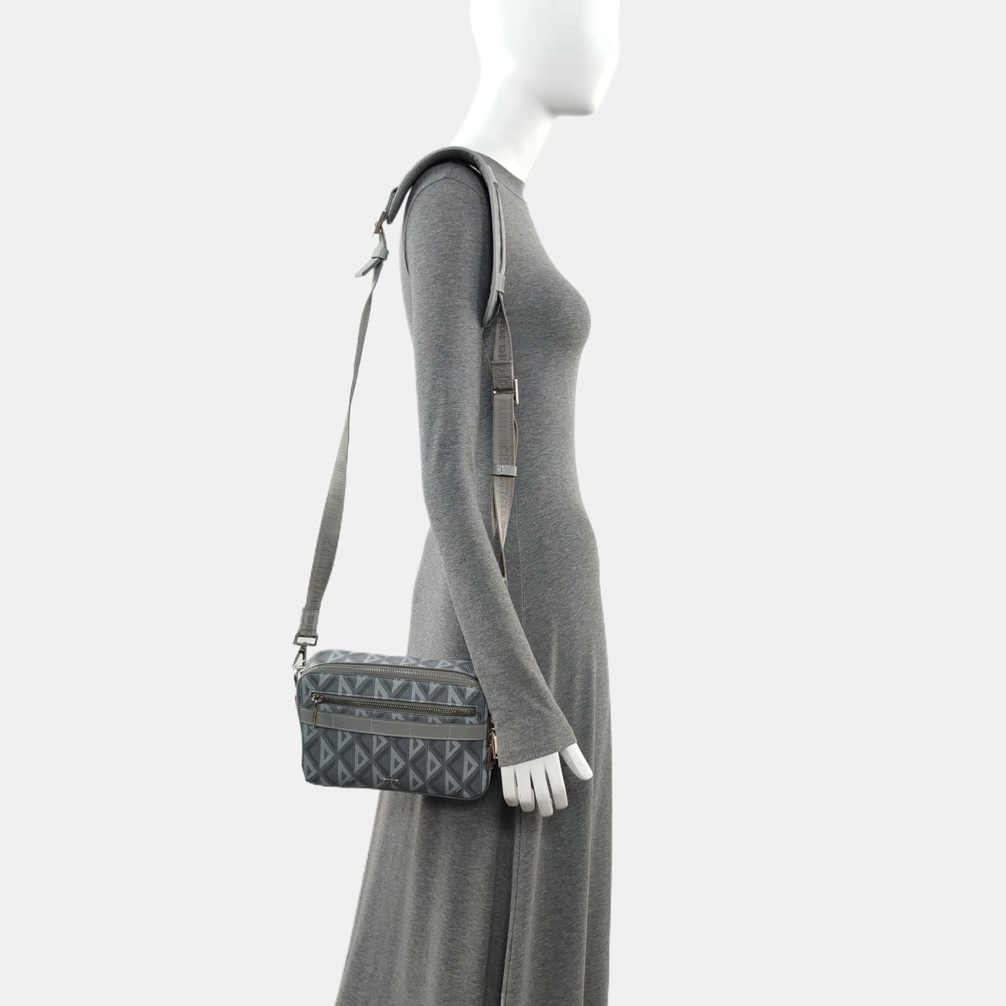 Coated Canvas Shoulder Bag Gray