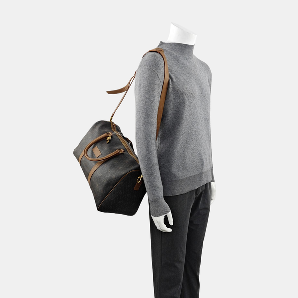 Oblique Coated Canvas Shoulder Bag Black