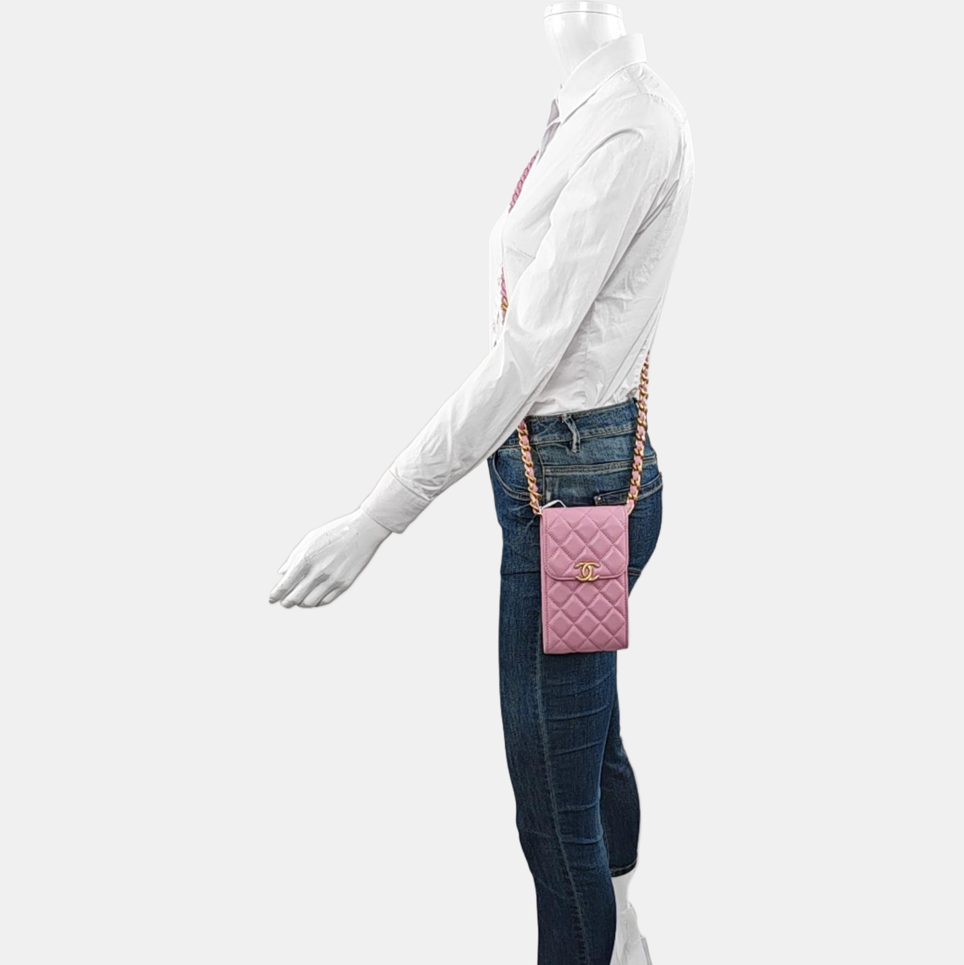 Authenticated pre-owned  TRENDY CC Quilted Lambskin Pink - Shoulder Bag at Looply
