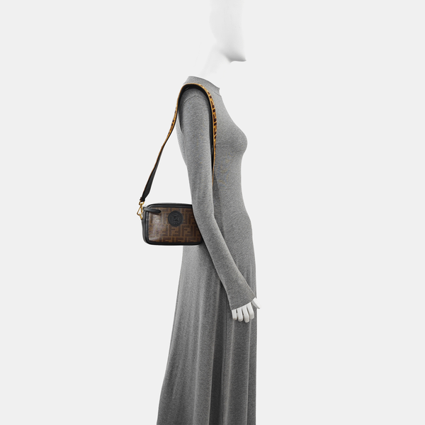 Coated Canvas Shoulder Bag Mini Brown