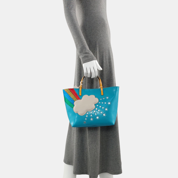 Calfskin Top Handle Bag Blue