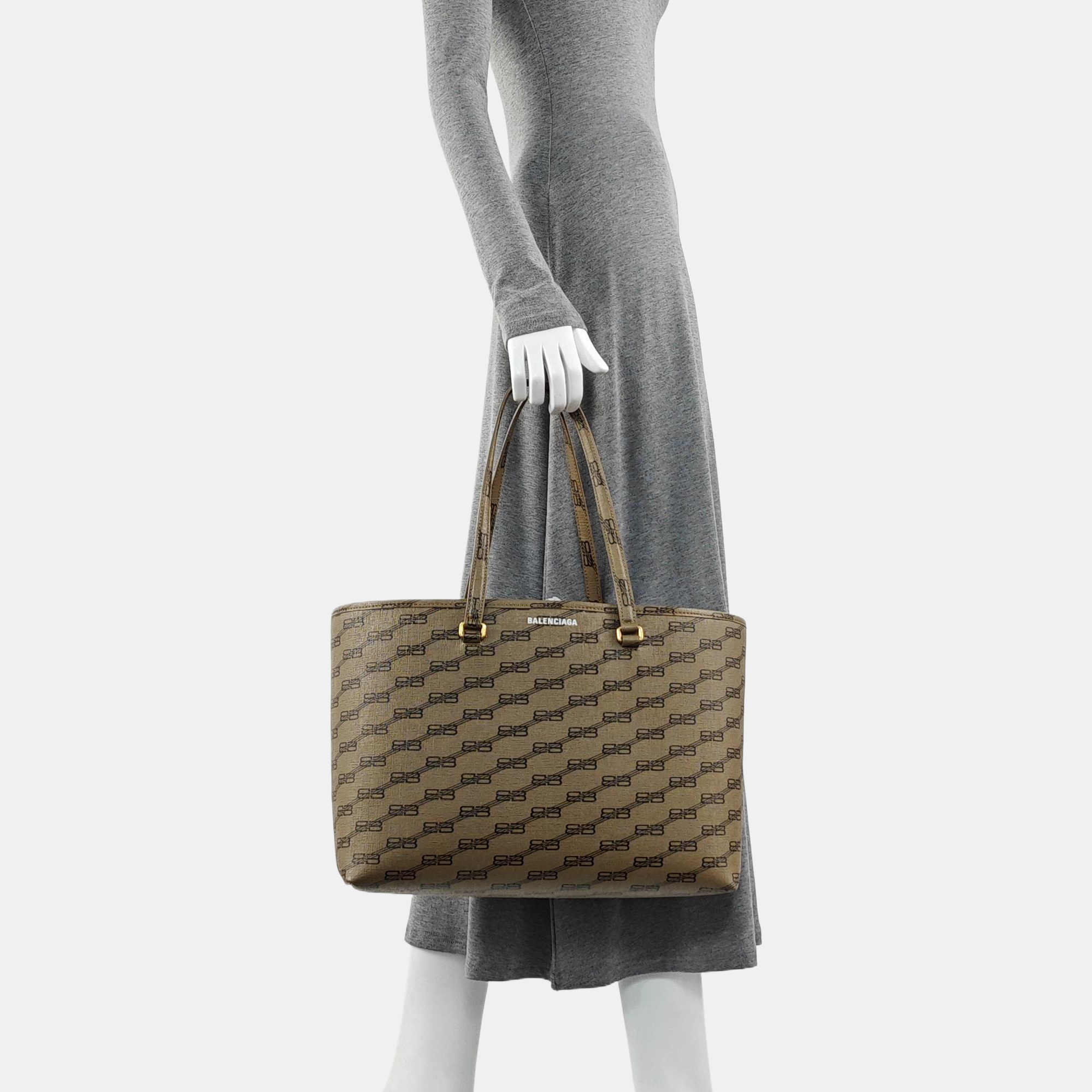 Coated Canvas Tote Bag Brown