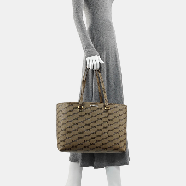 Coated Canvas Tote Bag Brown
