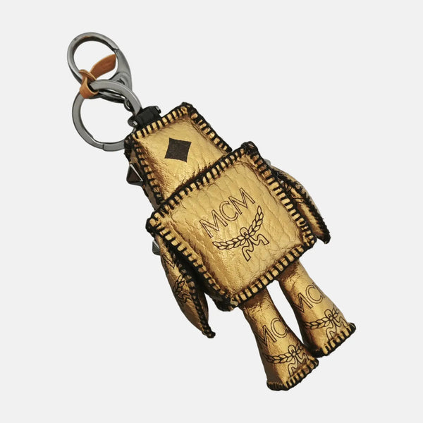 Gold Leather Bag Charm