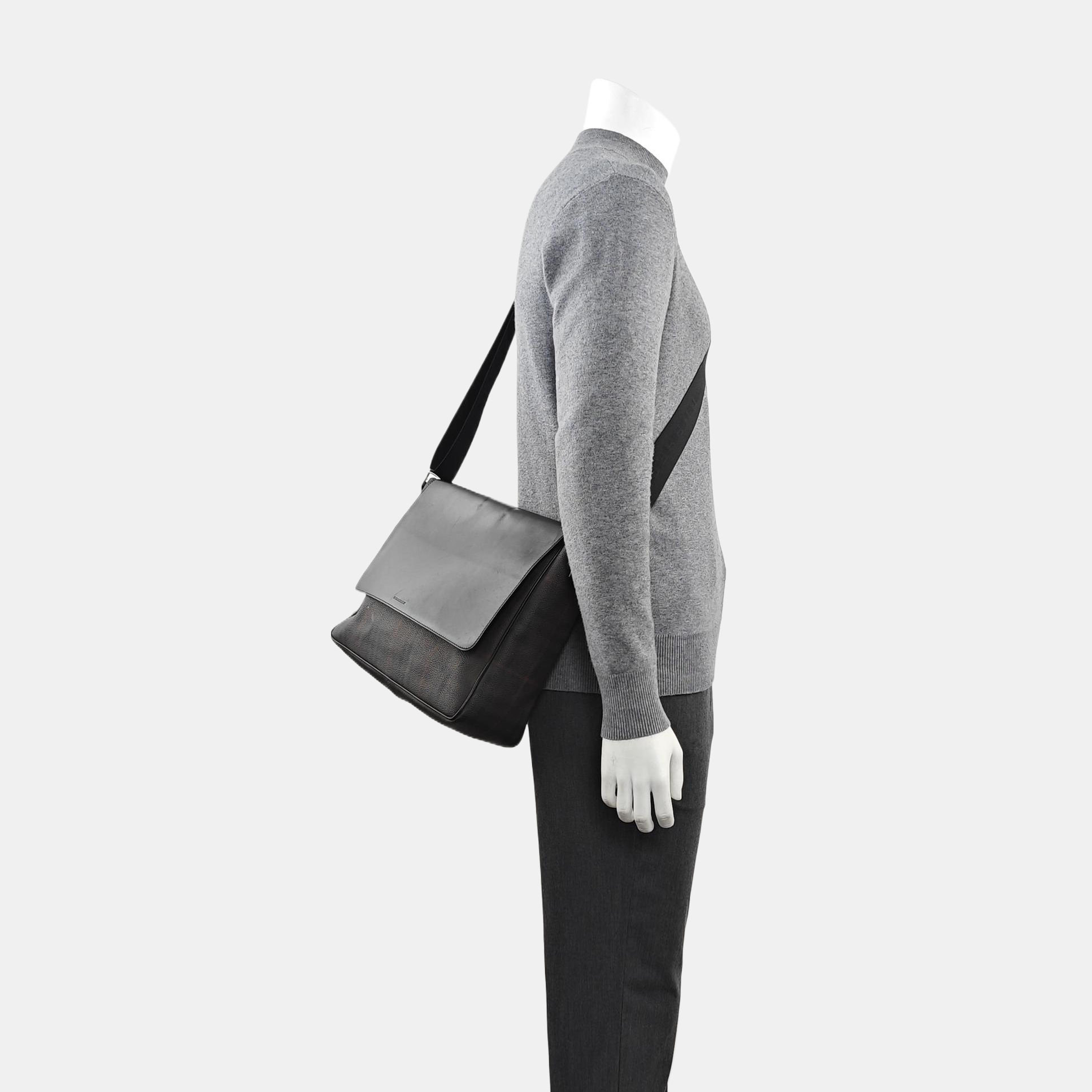 Coated Canvas Shoulder Bag Brown