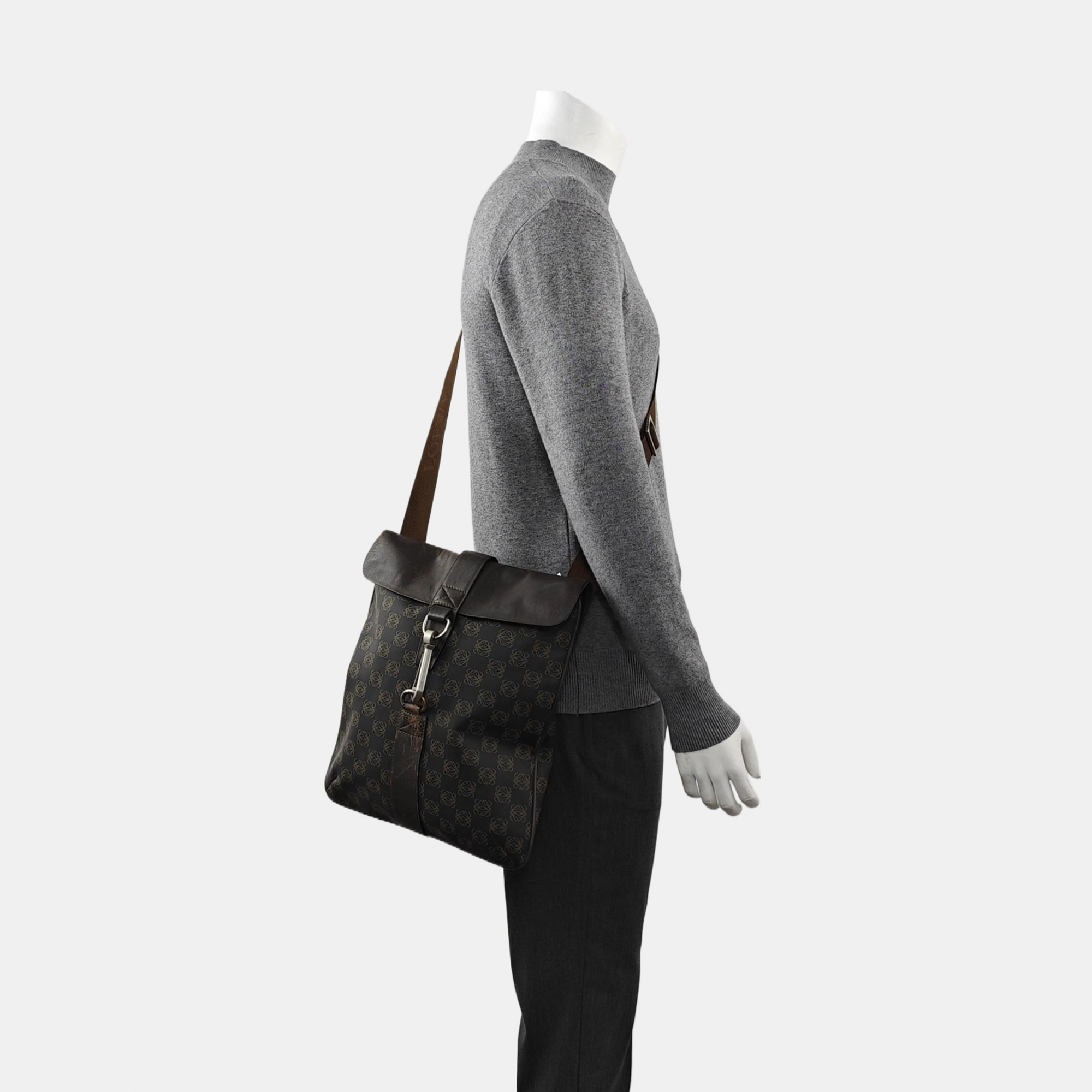 Coated Canvas Shoulder Bag Black