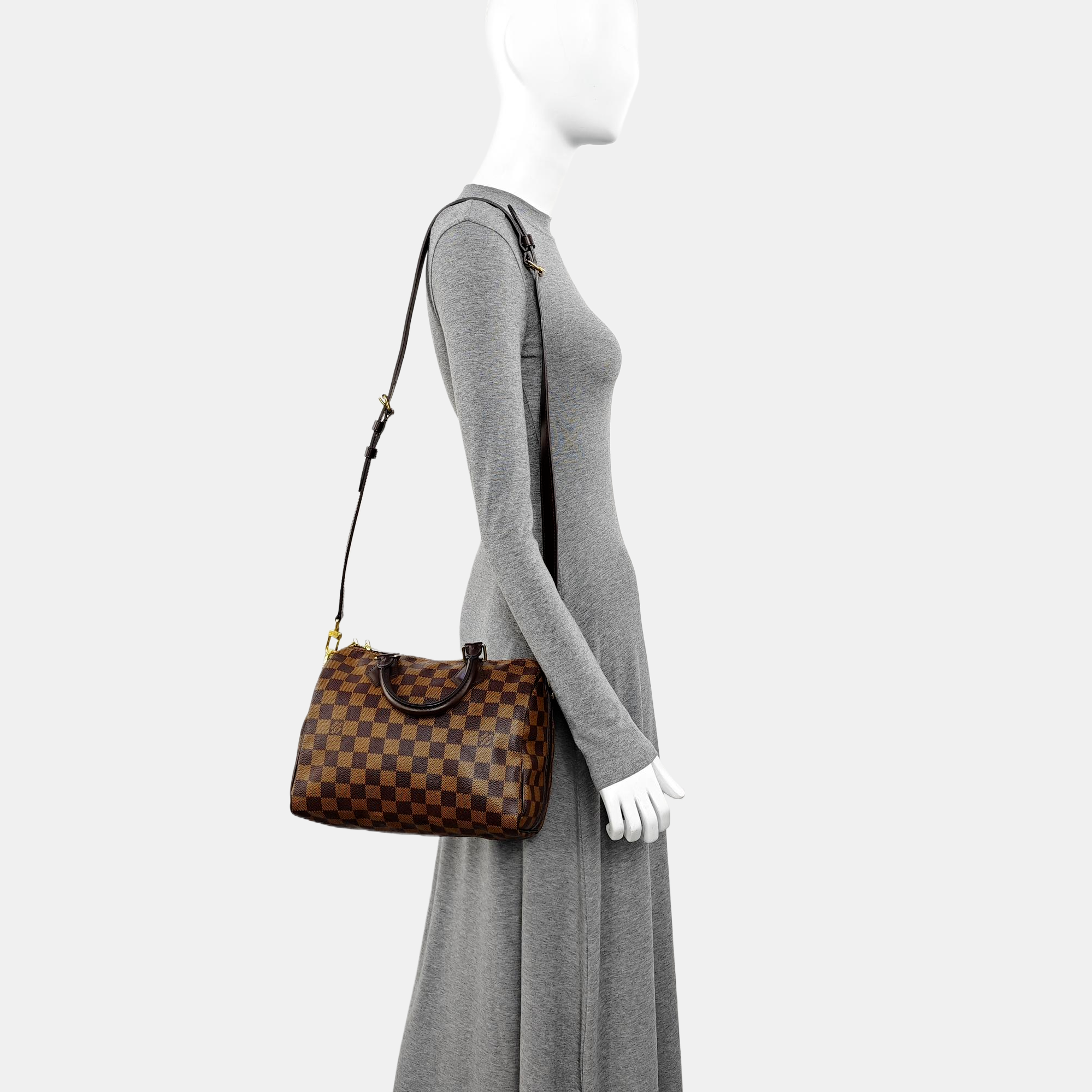 SPEEDY 25 Damier Ebene Coated Canvas Brown