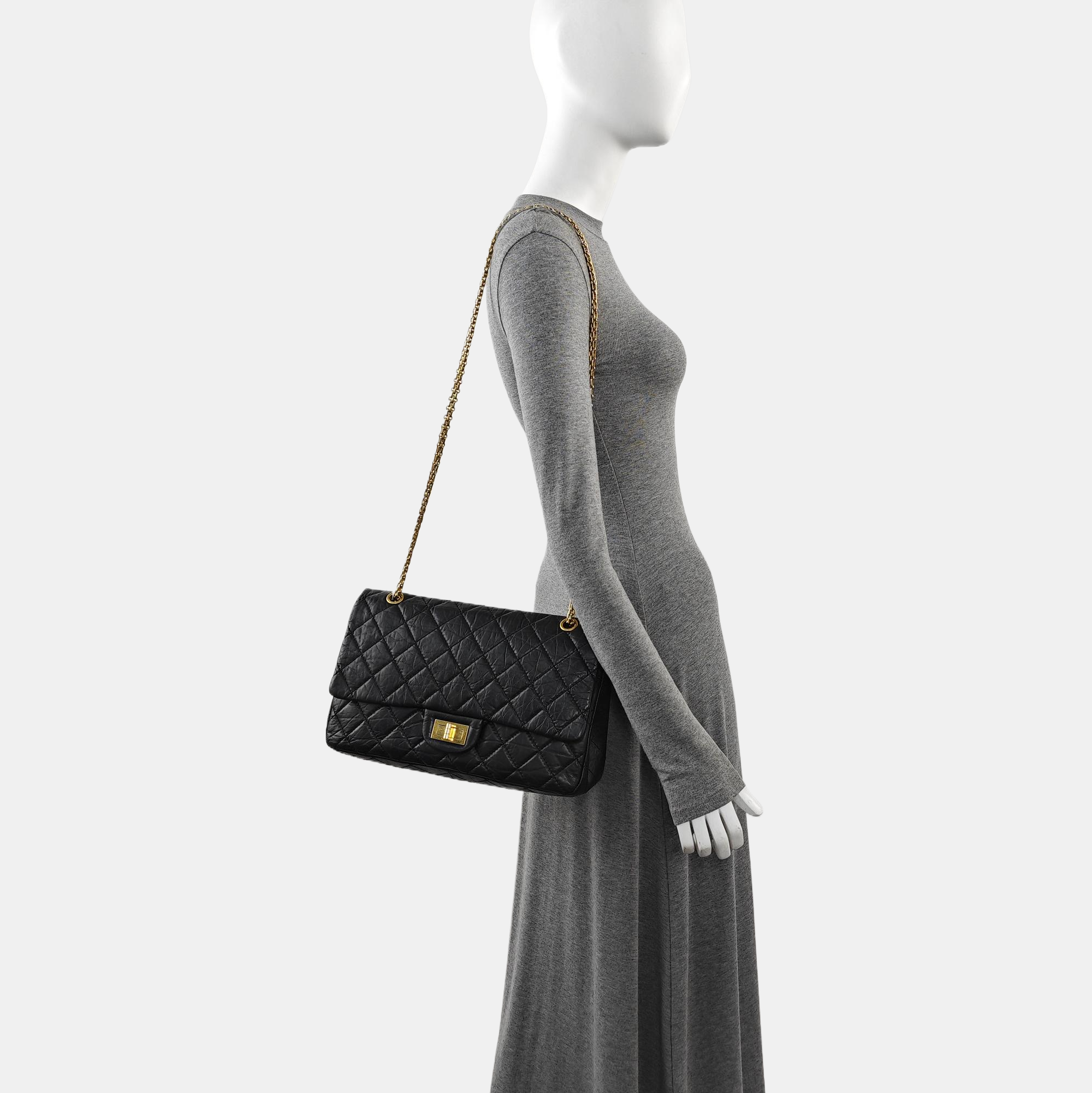 2.55 Maxi Quilted Calfskin Black