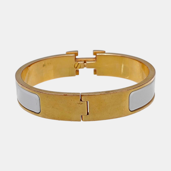 Clic H Metal White Bangle