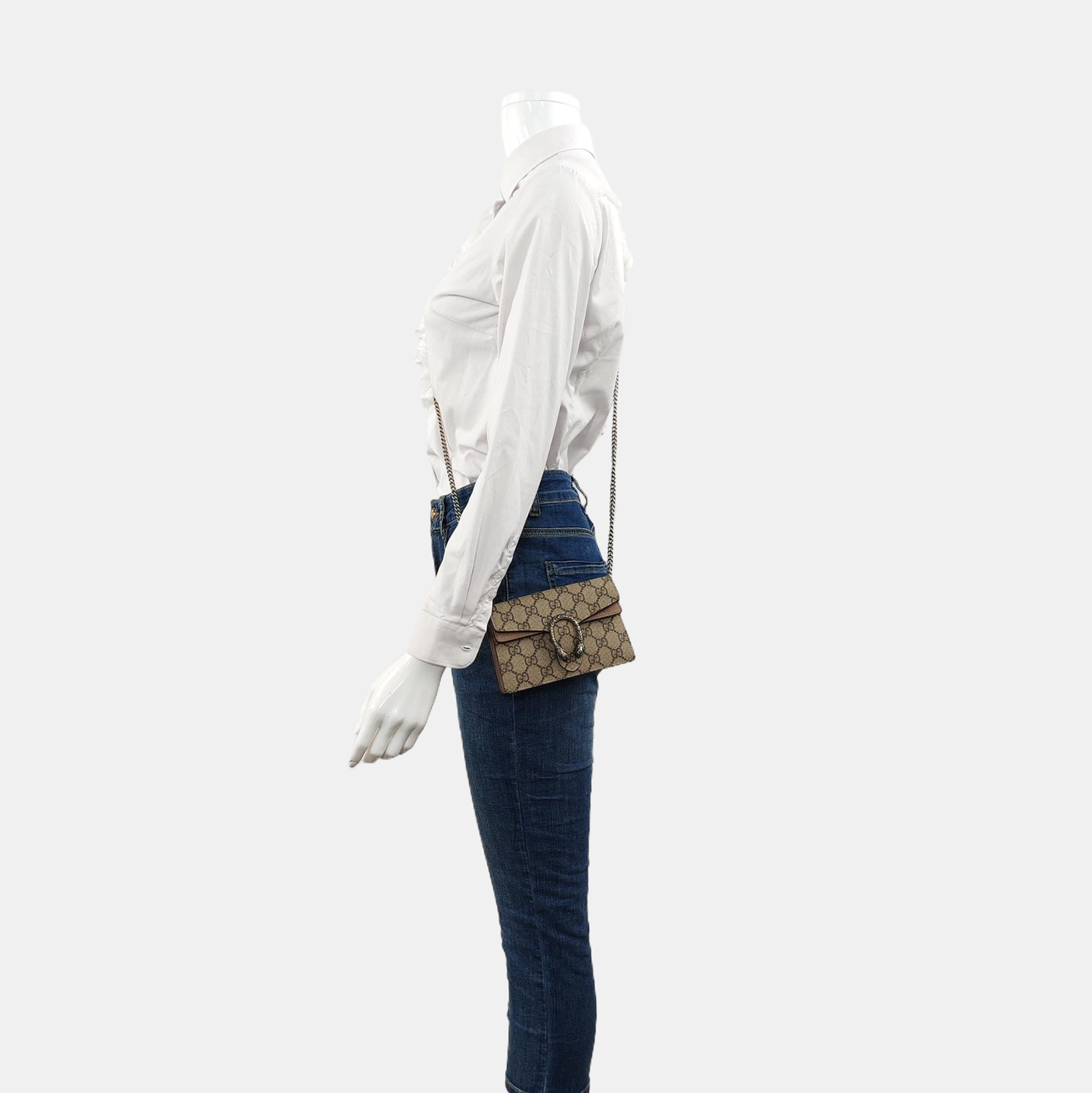 Dionysus Super Mini Monogram Coated Canvas Beige