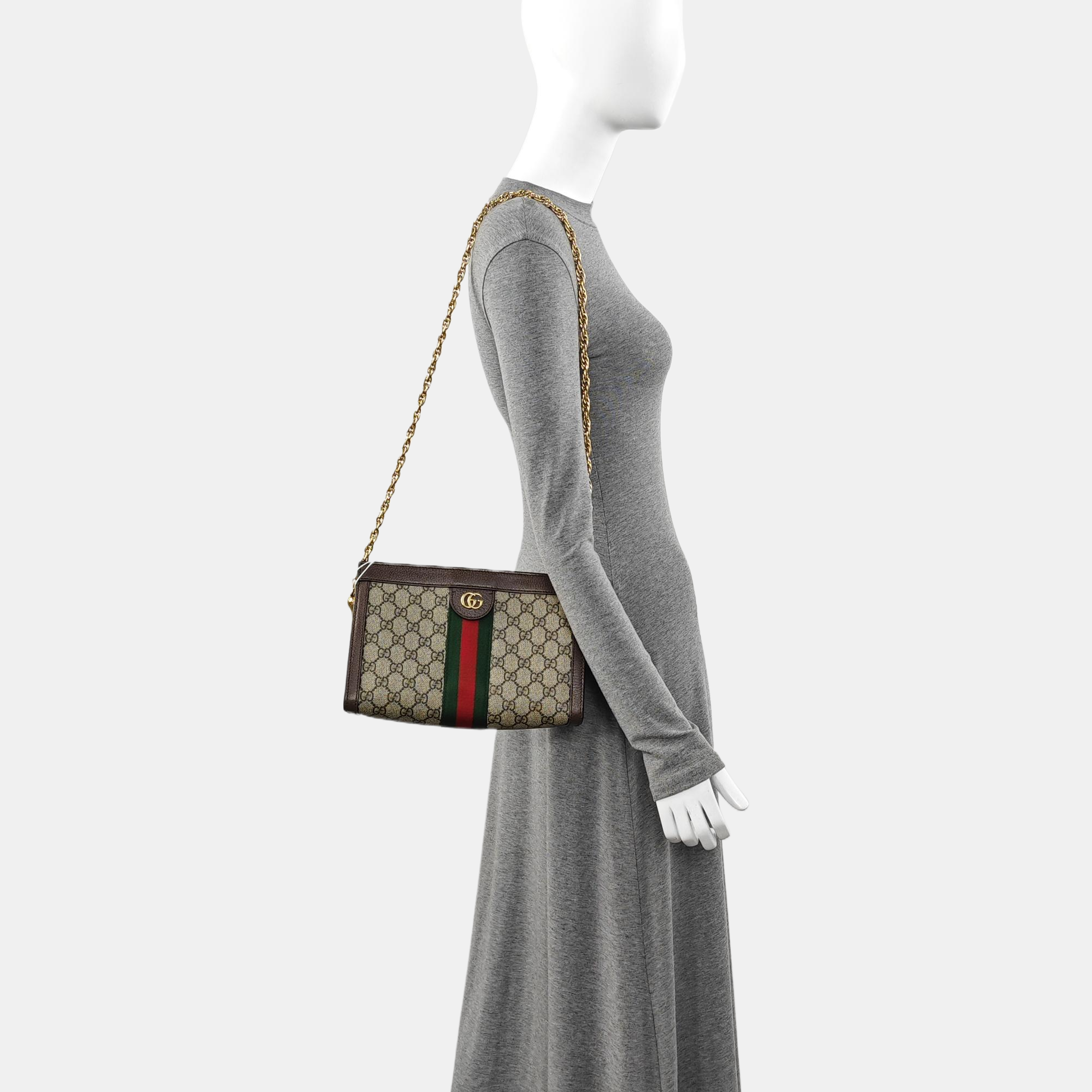 Authenticated pre-owned  Ophidia Medium Monogram Coated Canvas Beige - Shoulder Bag at Looply