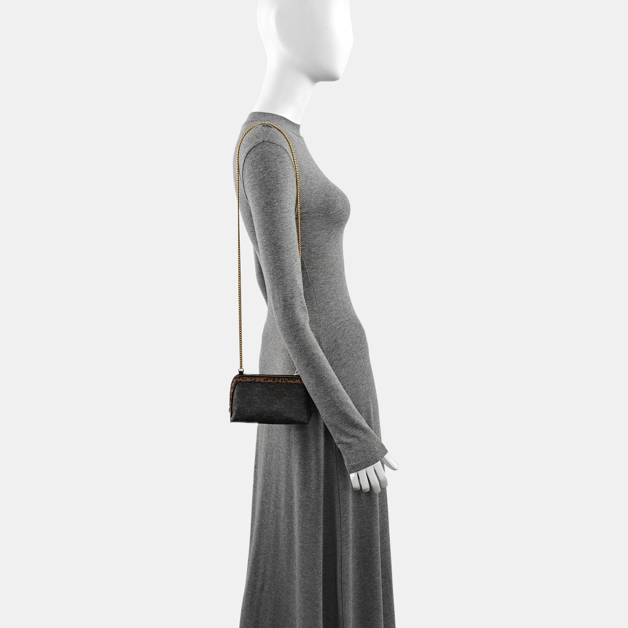 Coated Canvas Shoulder Bag Brown
