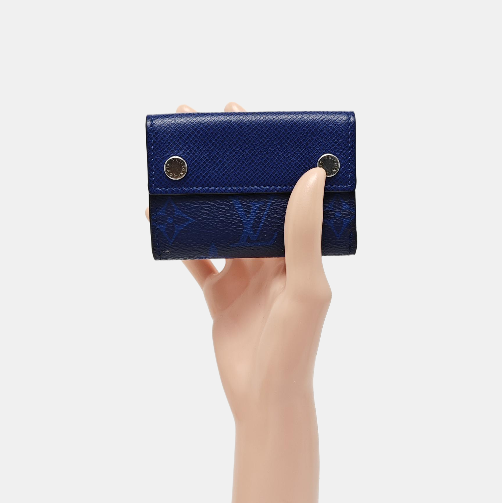 DISCOVERY Monogram Calfskin Blue Wallet