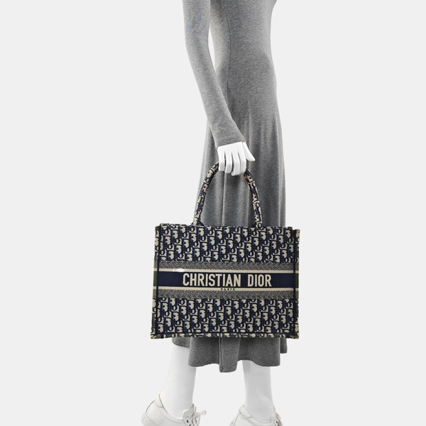 Book Tote Medium Oblique Canvas Blue