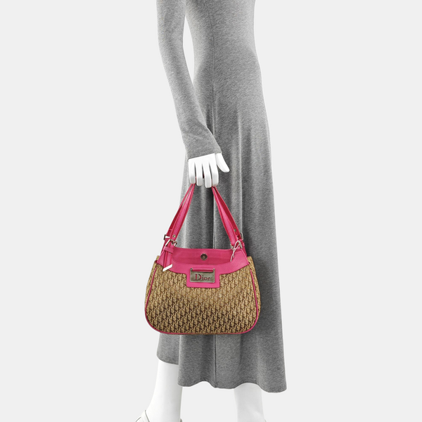 Oblique Canvas Top Handle Bag Beige