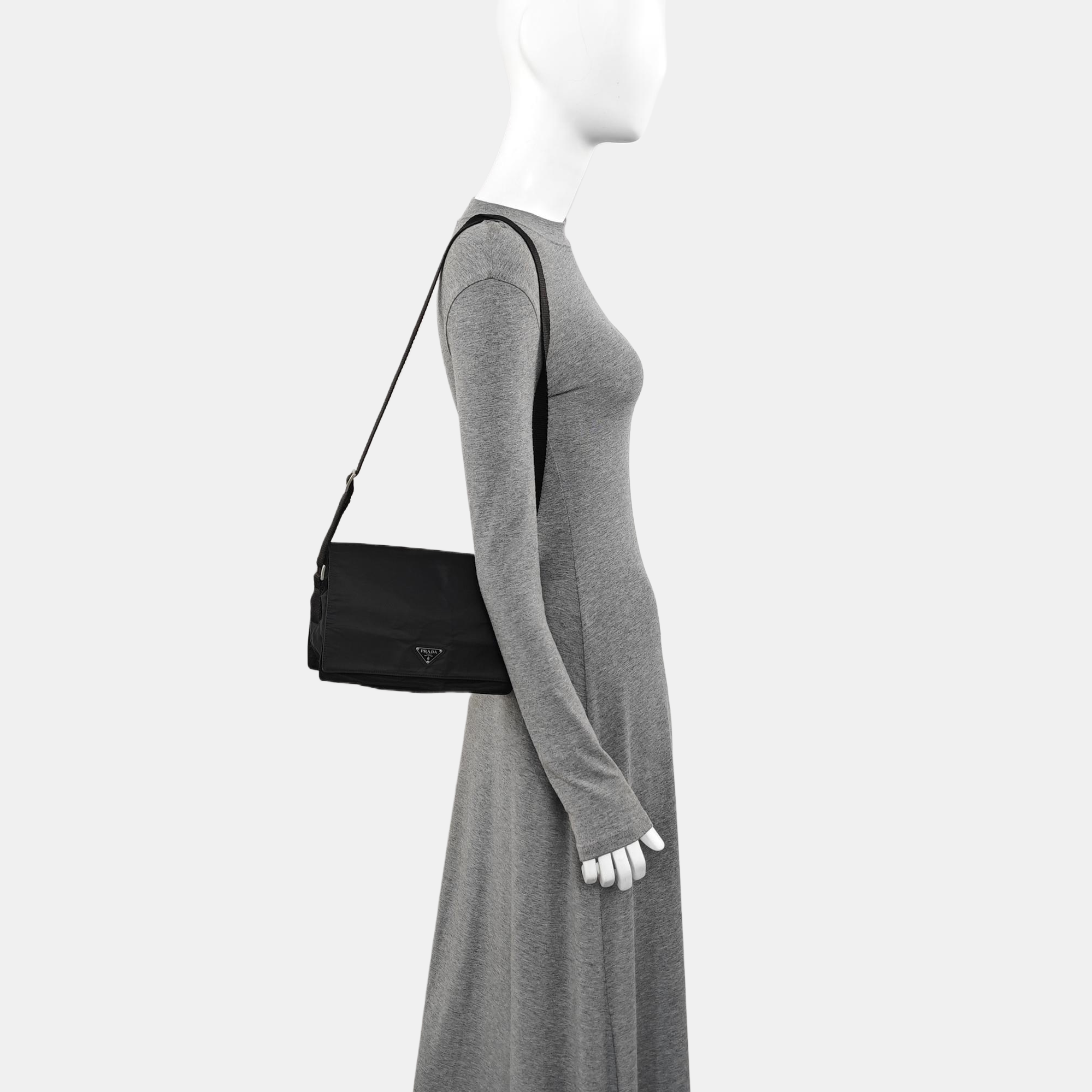 Nylon Shoulder Bag Black
