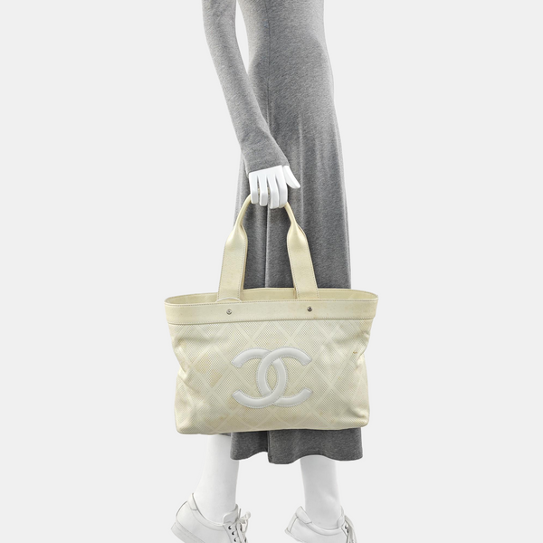 Quilted Lambskin Tote Bag White