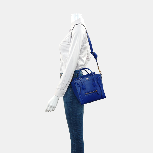 Authenticated pre-owned  LUGGAGE Nano Calfskin Blue - Tote Bag at Looply