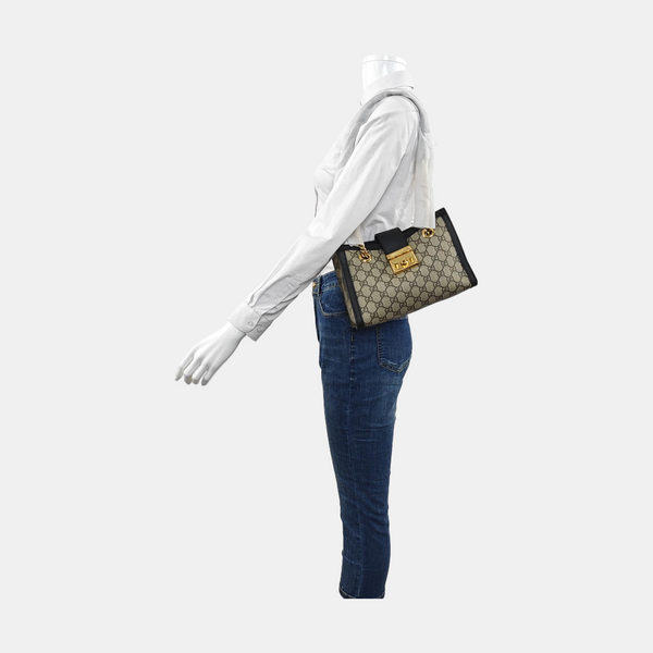 Padlock Small Monogram Coated Canvas Beige