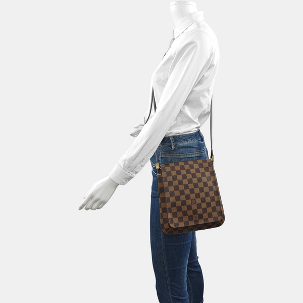 Authenticated pre-owned  MUSETTE TANGO Damier Ebene Coated Canvas Brown - Crossbody Bag at Looply