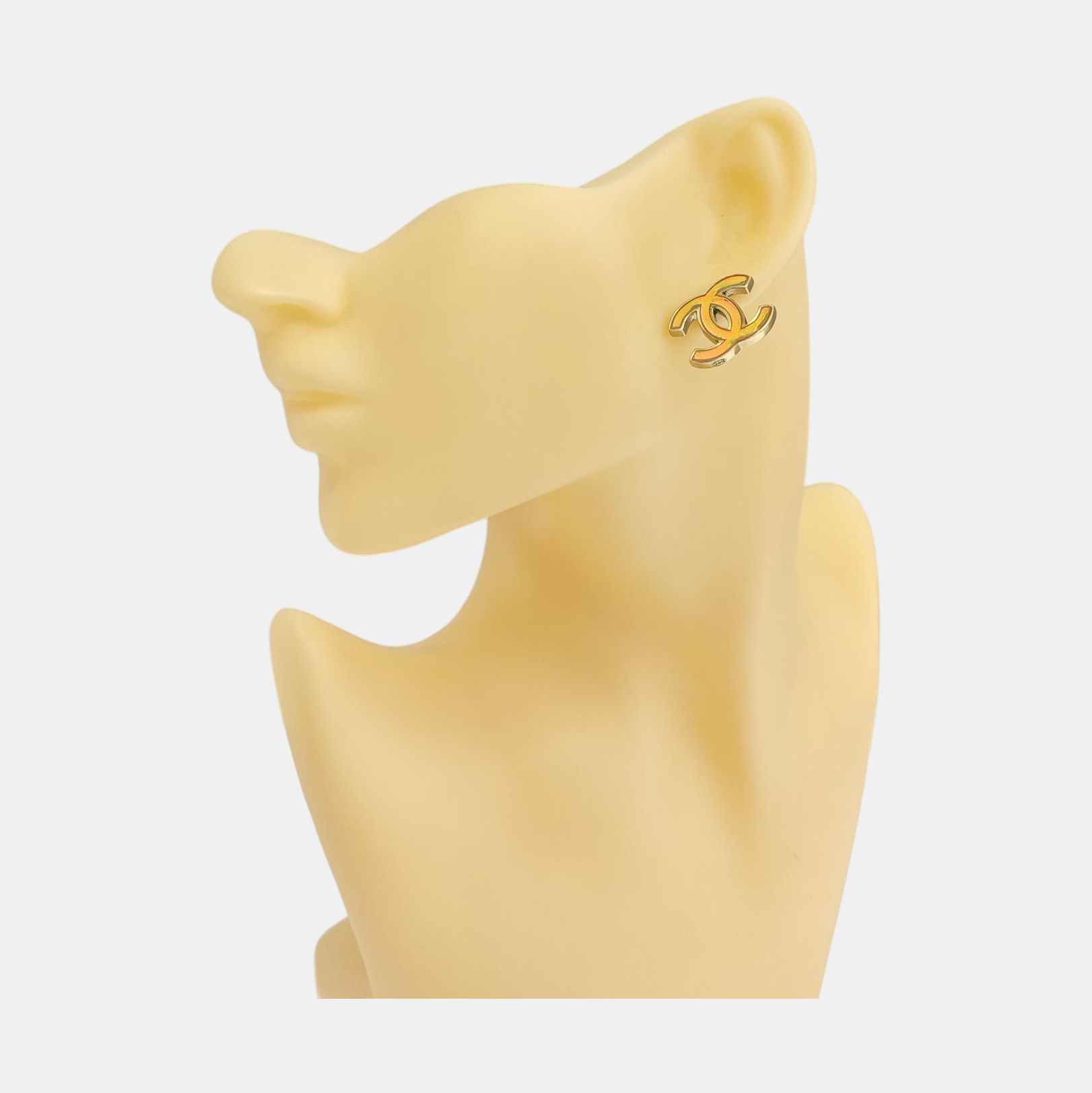 CC Logo Metal Gold Stud Earrings