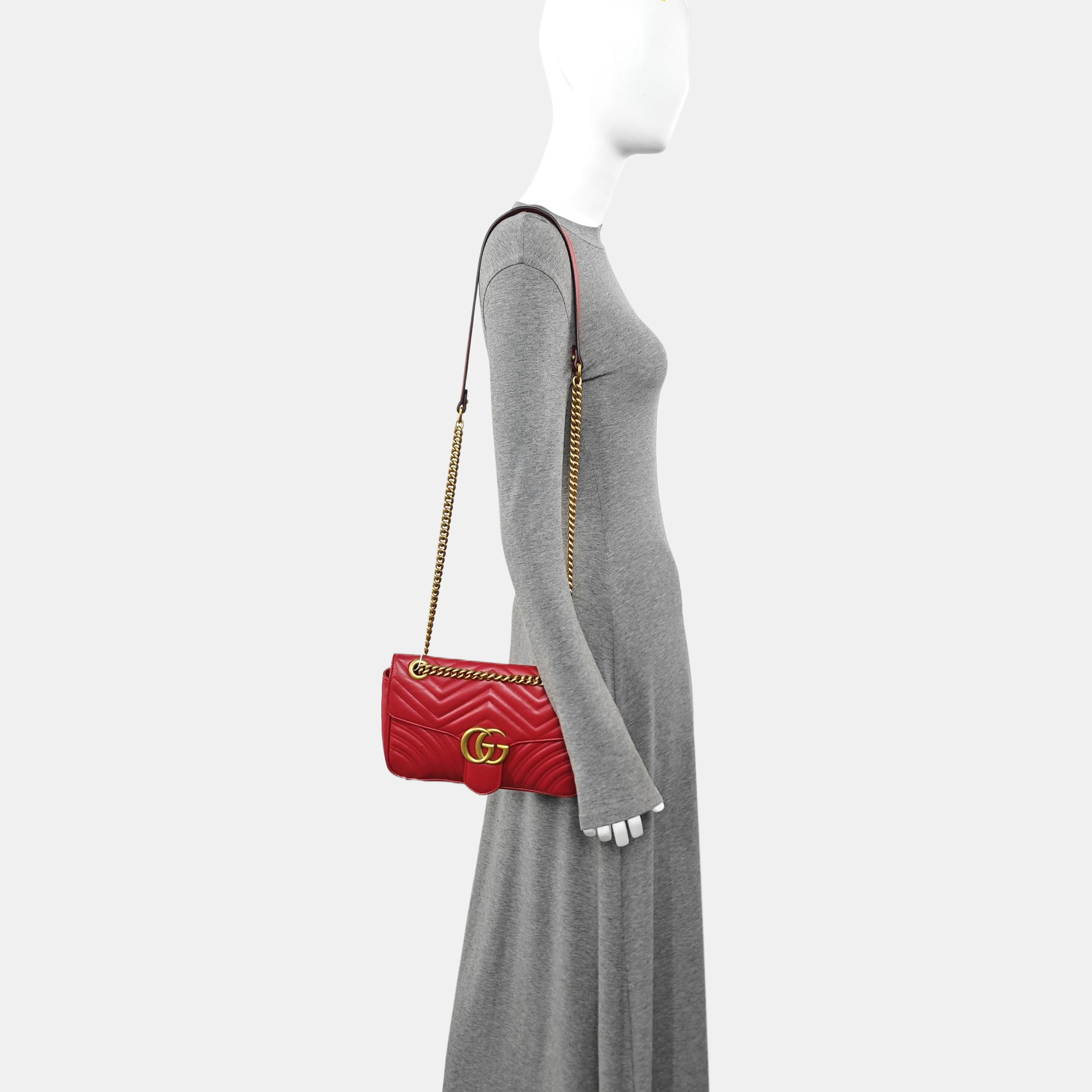 GG Marmont Medium Quilted Calfskin Red