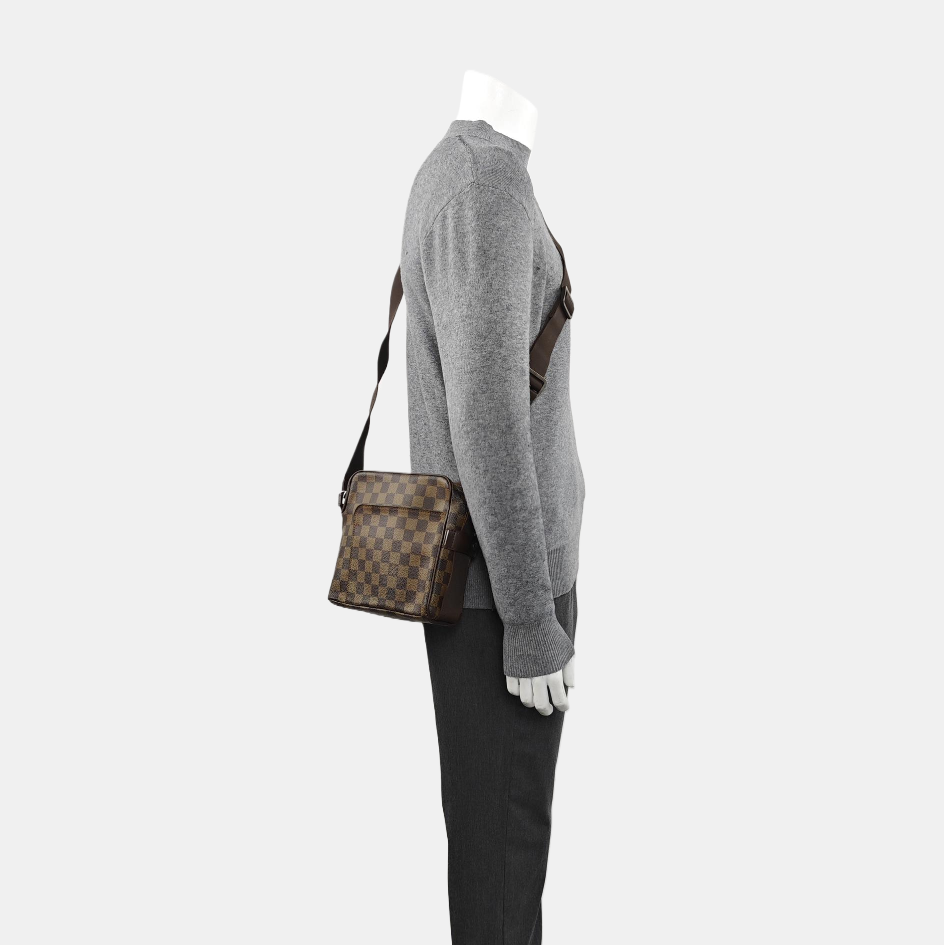 OLAV PM Damier Ebene Coated Canvas Brown