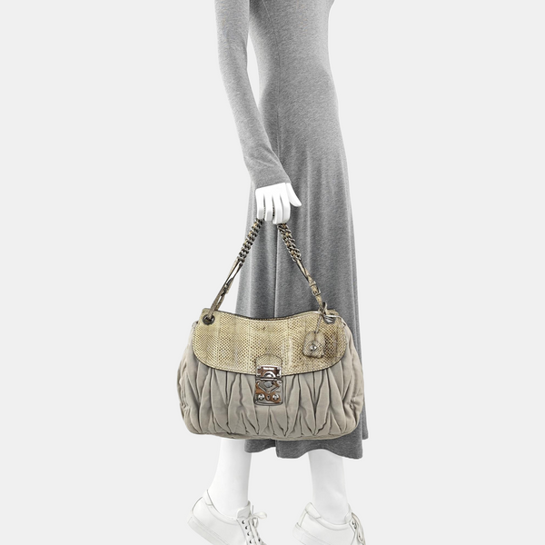Quilted Fabric Shoulder Bag Gray