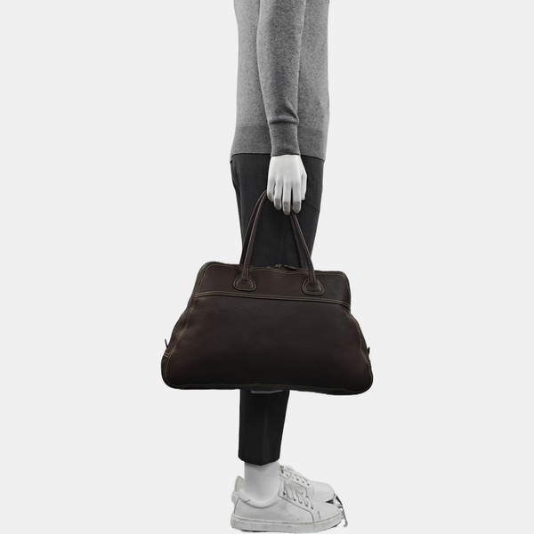 Calfskin Top Handle Bag Brown