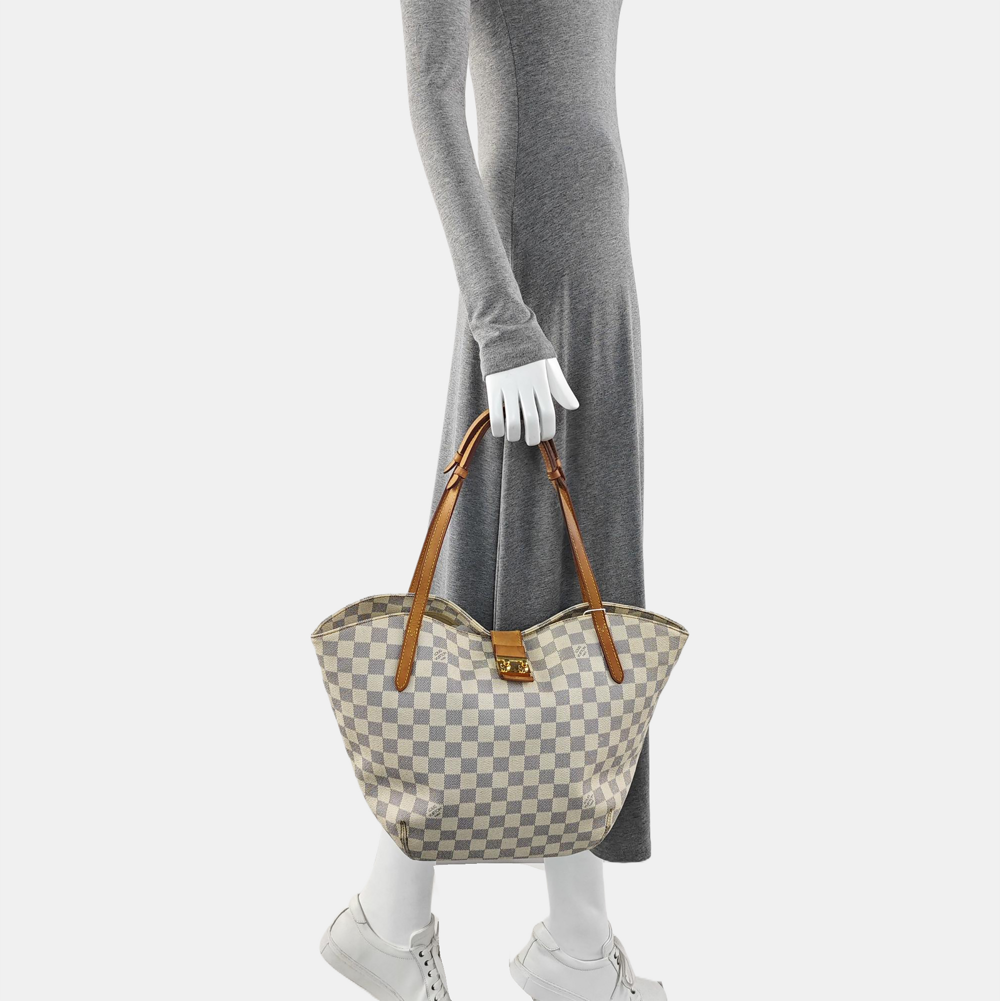 SALINA PM Damier Azur Coated Canvas White