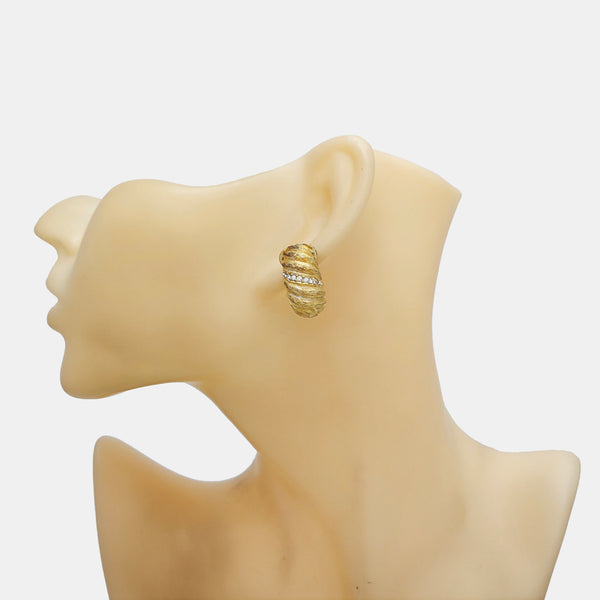 Twist Round Metal Gold Clip On Earrings