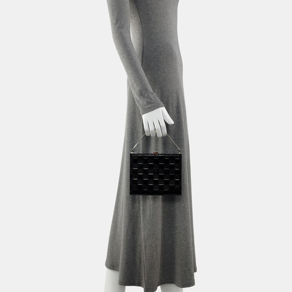 ANJU MM Damier Graphite Patent Leather Black