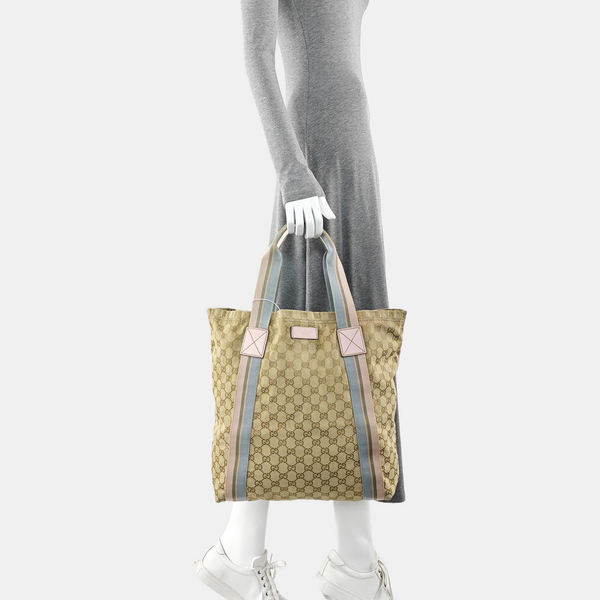 Monogram Canvas Tote Bag Beige