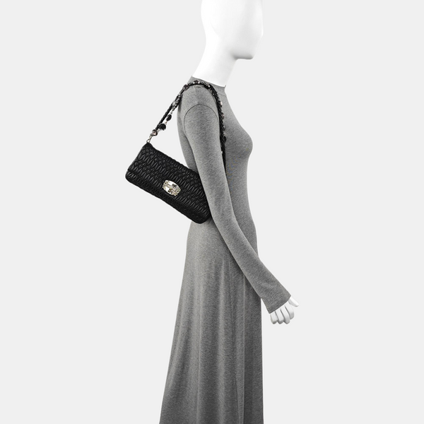 Quilted Lambskin Shoulder Bag Black