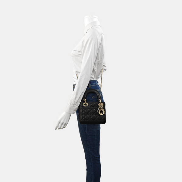 Lady Dior Mini Cannage Lambskin Black