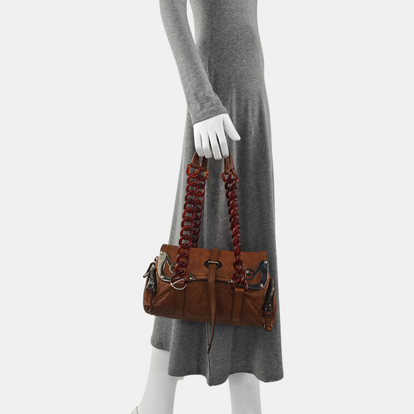 Lambskin Shoulder Bag Brown