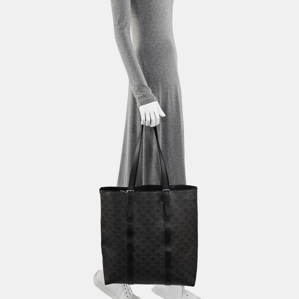 Coated Canvas Top Handle Bag Black