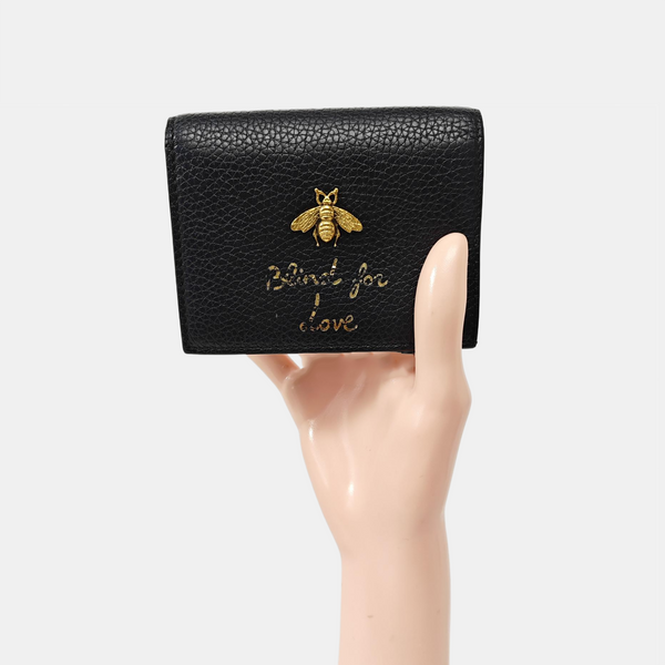 Animalier Calfskin Black Wallet