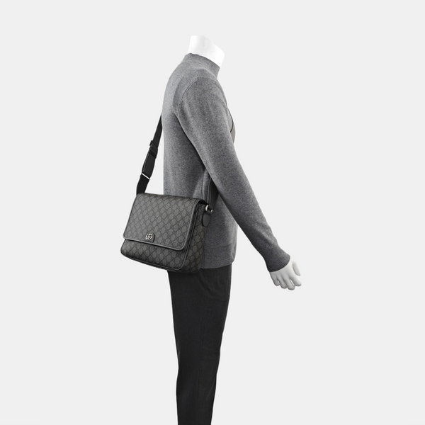 Ophidia Medium Monogram Coated Canvas Gray