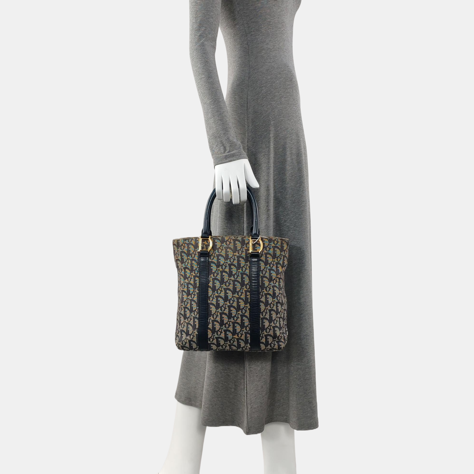 Vintage Tote Oblique Fabric Blue