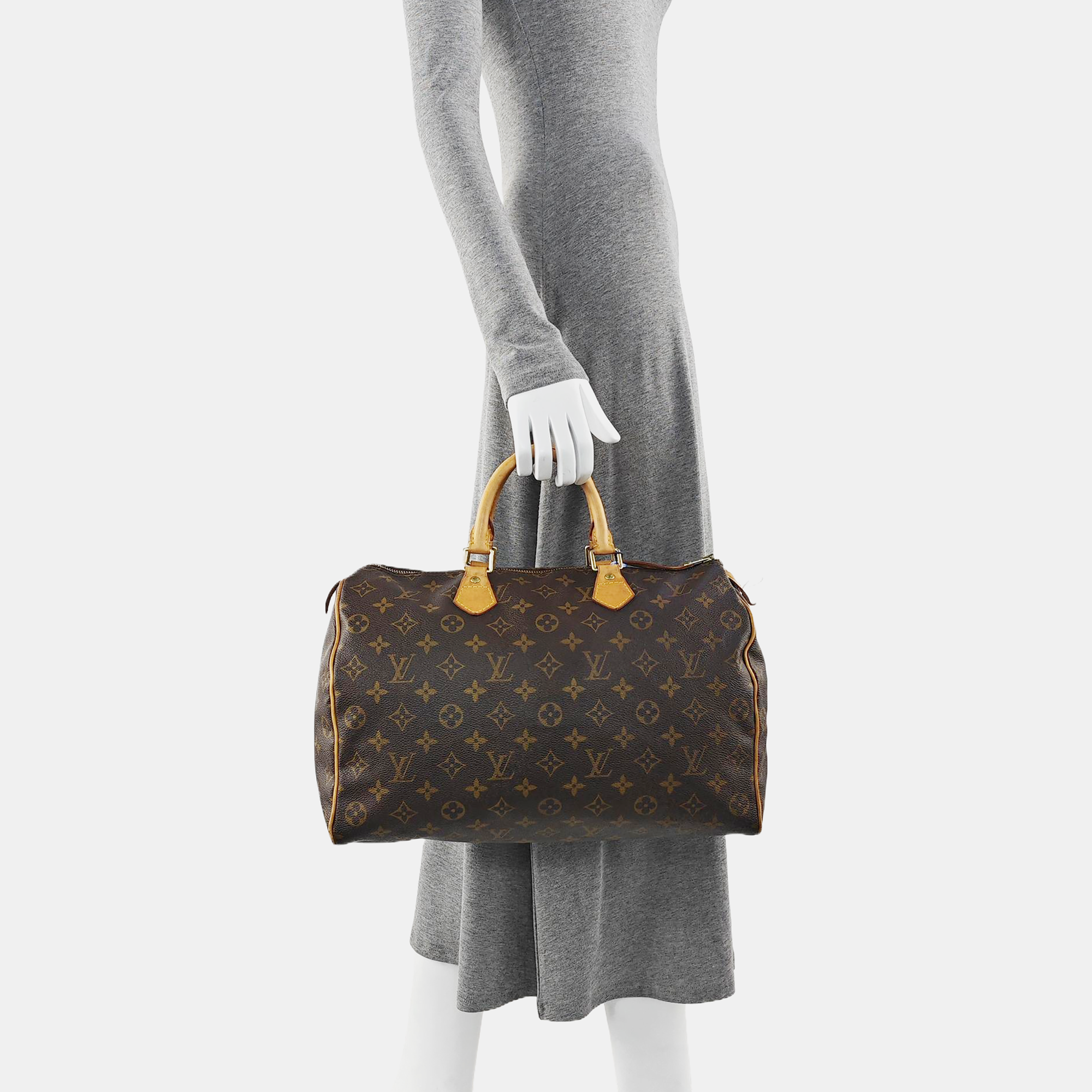 SPEEDY 35 Monogram Coated Canvas Brown